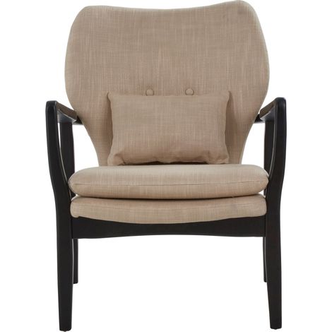 Premier Housewares Stockholm Beige Chair with Black Wooden Frame (1/5)
