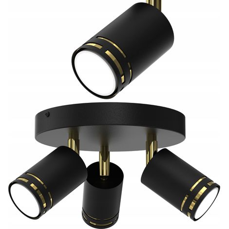 Deckenleuchte, schwarz-golden, beweglich, LED GU10, polnischer Spot-Reflektor (1/5)