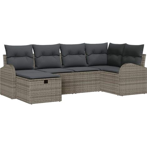 Garden Sofa Set 6 pcs Grey Poly Rattan vidaXL (1/5)