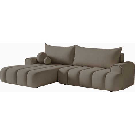 Selsey DANDELINO - Ecksofa mit Schlaffunktion, Stauraum und Samtbezug, dunkelbeige, links (1/5)