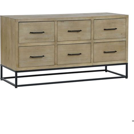Buffet - DKD Home Decor - Metal y Madera MDF - Negro y Natural - Mueble de Sala - Adulto (1/5)