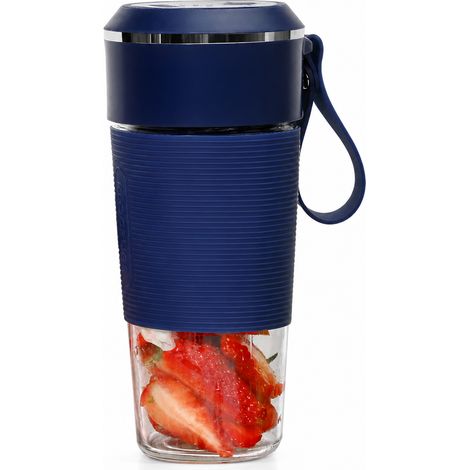 Blender Portable Rechargeable avec Gobelet en Verre, 6 Lames en Acier Inoxydable 304, Batterie 1300 mAh, Bleu (1/5)