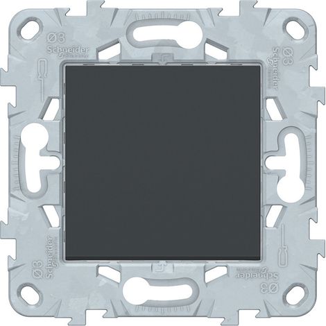 Schneider Electric – Bouton poussoir 10A connexion rapide – anthracite – Poussoir encastré – Fixation par vis et griffes – Connexion bornes automatiques