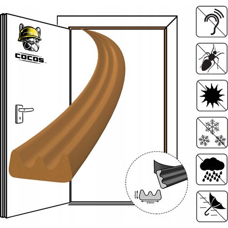 Burlete autoadhesivo para puerta y ventana E 9X4 mm MARR脫N (1/5)