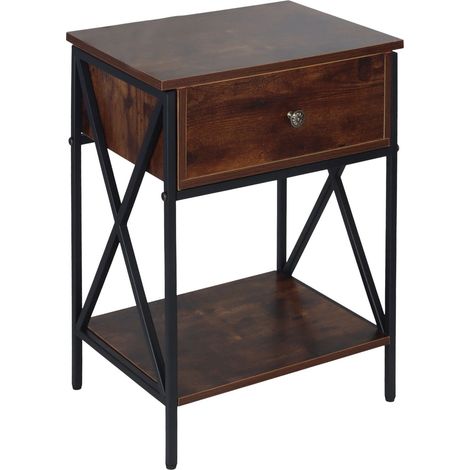 Table de chevet industrielle avec tiroir et étagère