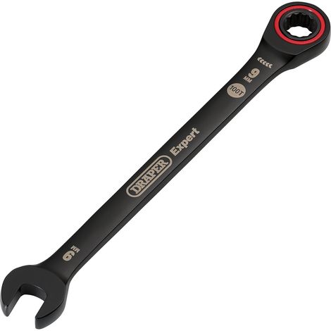 Draper 9.0MM RATCHETING SPANNER 03880 HI-TORQ® Metric Ratchet Combination Spanners, Black