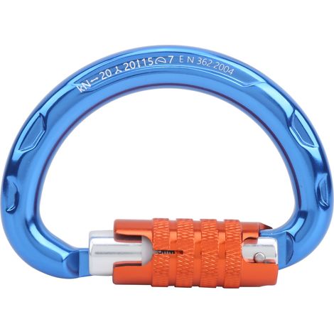 Halbkreisförmiger, selbstsichernder Karabiner für Bergsteigen und Klettern, aus Aluminium (blau) (1/5)