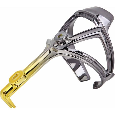 Porte-bidon bicolore pour vélo, fixation sécurisée, accessoire de cyclisme, noir et or. (1/5)