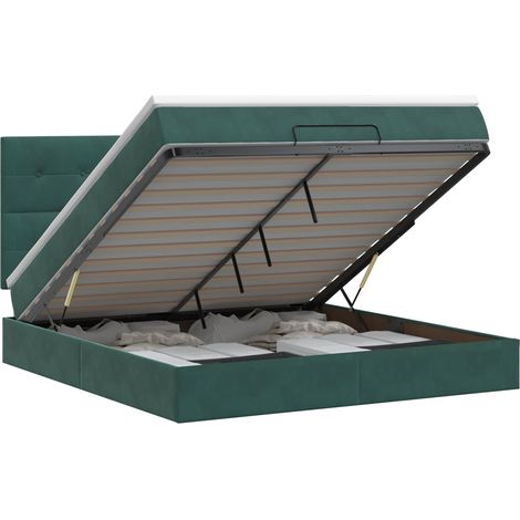 Maison Exclusive - Letto ottomano con materasso Verde Scuro 140 x 200 cm Velluto (1/5)