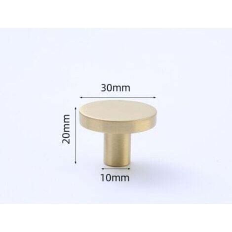 NALOOKAMIC Boutons de meubles en laiton brossé, boutons de tiroir de commode dorés pour placards, couloirs, salles de bains et cuisines, paquet de 10 (champignon de 30 mm) (1/3)