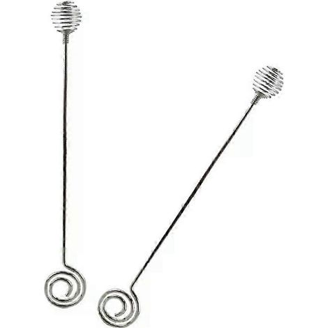 Bâtonnet mélangeur, 2 pièces, manche long, acier inoxydable, pour produits de soins capillaires (1/5)