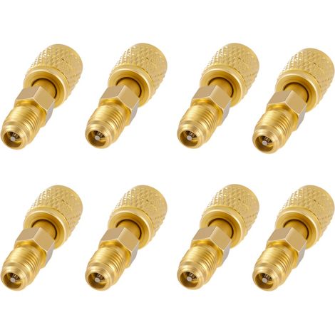 Lot de 8 adaptateurs laiton pour fluide frigorigène R32 R454B, raccord 1/4" SAE femelle vers 1/4" SAE mâle filetage gauche (1/4)