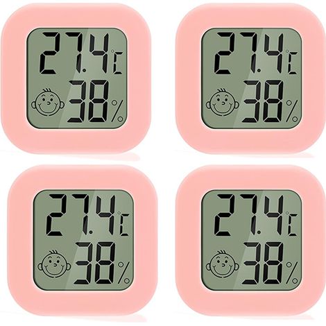 Thermomètre 1070°C hygromètre 1099°CHR avec indicateur smiley décoration intérieure 4 pièces Rose (1/5)