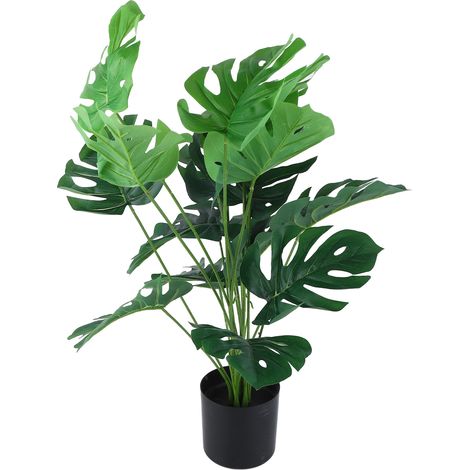 Monstera deliciosa artificielle de 80 cm, 18 feuilles, en plastique réaliste, fausse plante décorative en pot pour intérieur et extérieur. (1/5)