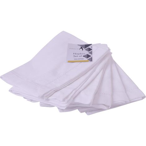Serviette de Table en Coton 6-Pièce Set, Complet Blanc (1/5)