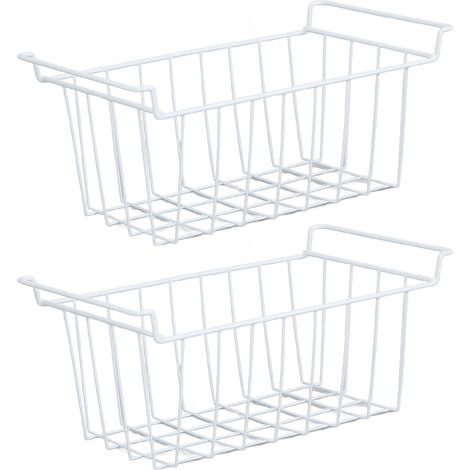 Lot de 2 paniers de rangement suspendus en métal avec revêtement PE pour congélateur, dimensions : L 45 cm x l 24,5 cm x H 20 cm (1/5)
