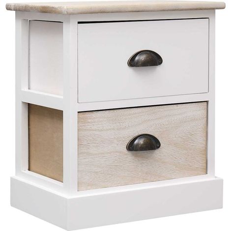 Maison Exclusive - Comodini 2pz Bianco e Naturale 38x28x45cm in Legno di Paulonia (1/5)