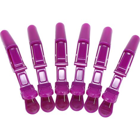 Juego de 6 pinzas para el cabello de plástico con forma de cocodrilo y revestimiento antideslizante, ideales para peinar y teñir el cabello. (1/5)