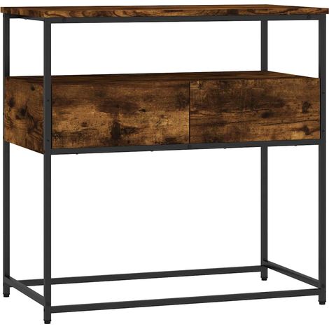 Table console，Table d'appoint，Bout de canapé，Meuble d'entrée chêne fumé 75x40x75 cm bois d'ingénierie