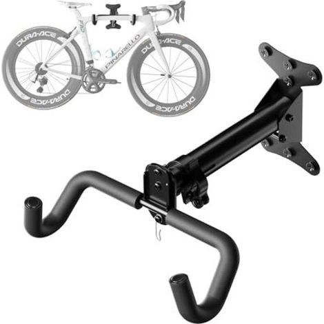 Support mural pour vélo pliable, avec angle et distance réglables, compatible avec vélos de route, VTT et vélos hybrides, jusqu'à 23 kg.