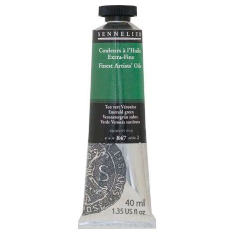 Couleurs à l'huile - Sennelier - Vert Emeraude - 40ml - Pigments naturels - Finition satinée