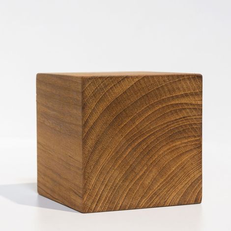 Cube Bois de Teck Huilé - 9X9X9cm - Objet Décoratif à Poser (1/5)
