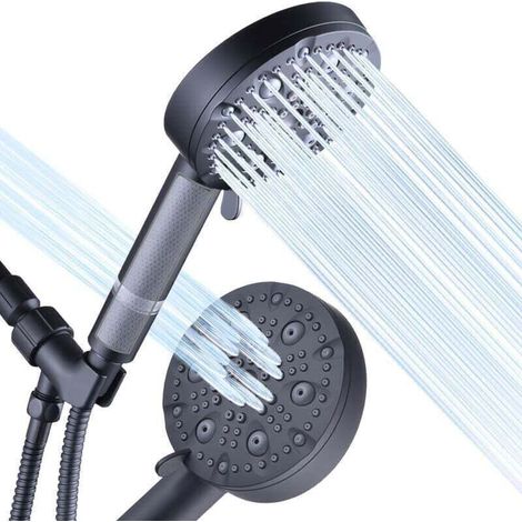 10 Spray Shower Head, Bathroom Shower Head, Handheld Shower Gun, Water Filtering Shower Head, with Watering Hose (1/4)