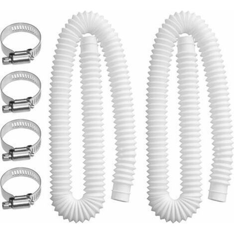 Tuyau De Remplacement,Tuyau De Pompe à Filtre Souple Durable avec 4 Pinces Métalliques Accessoire De Remplacement De Pompe De Piscine pour Pompe Intex 330 GPH à 1000 GPH(2pcs)