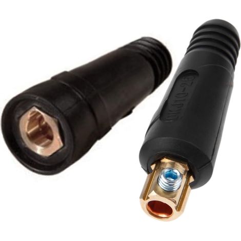 Lot de 2 connecteurs de machine à souder, câble de soudage noir, raccord rapide pour équipement de soudage TIG, DKJ10-25, mâle et femelle (1/5)