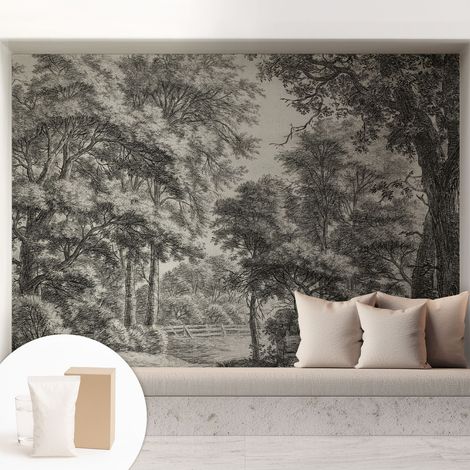 Tapete Vliestapete mit Kleber - modernes Design - Wohnungsdeko - geruchslos - langlebig Waldkulisse 208x146 cm (1/5)