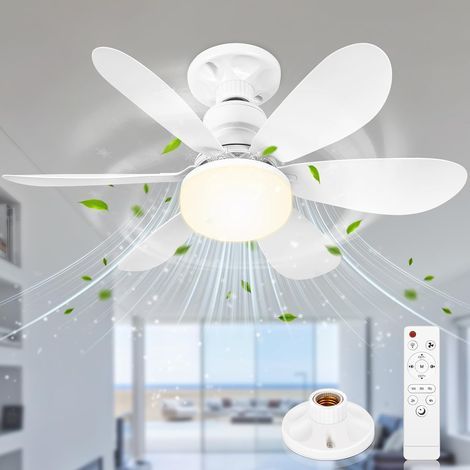 Deckenventilator mit Licht, 52 cm kleiner, dimmbarer LED-Deckenventilator mit Fernbedienung, leiser Deckenventilator-Kronleuchter für Schlafzimmer und Wohnzimmer, 6 Flügel, 3 Geschwindigkeitsstufen, T (1/5)