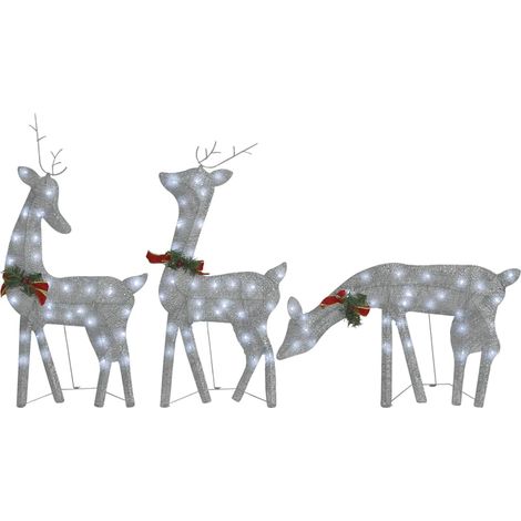 vidaXL Familia renos de Navidad malla blanco frío plateado 270x7x90 cm (1/2)