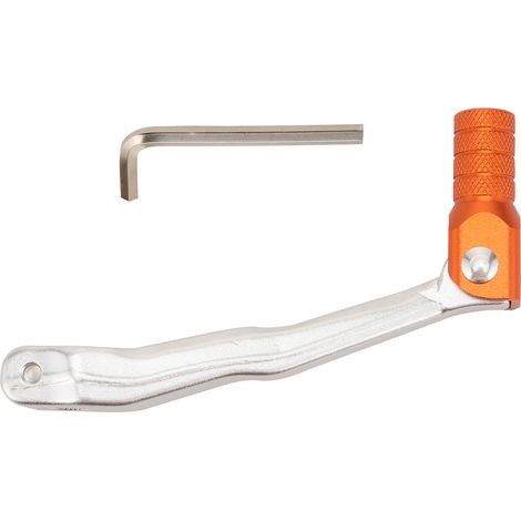 Universeller Schalthebel aus geschmiedeter Aluminiumlegierung für 2-Takt-Offroad-Motorräder mit silbernem Schaft und orangefarbenem Kopf (1/4)