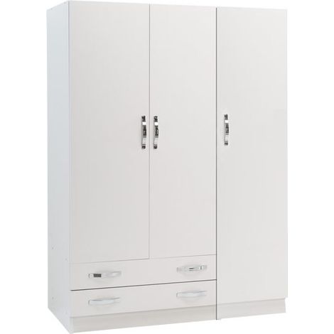Armadio 3 ante con cassettiera Bianco Frassinato Cm 135x52xH 210 (1/2)