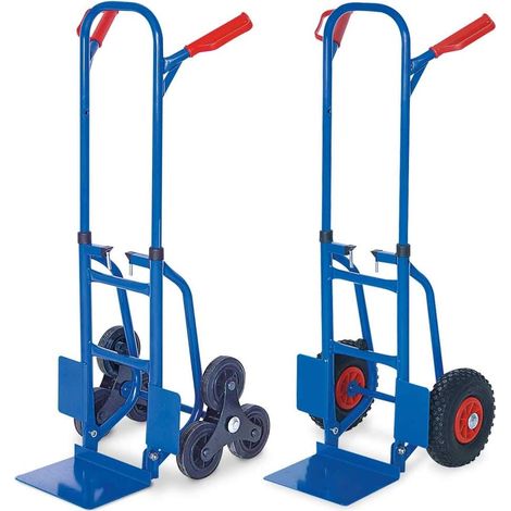 BRB 1x zusammenschiebbare Treppenkarre und 1x zusammenschiebbare Stapelkarre, Tragkraft 150 kg (1/3)