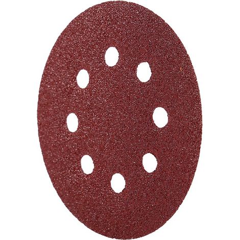 Disques de polissage 125 mm, disques de ponçage rouges, papiers abrasifs à 8 trous (grain 60) (1/5)