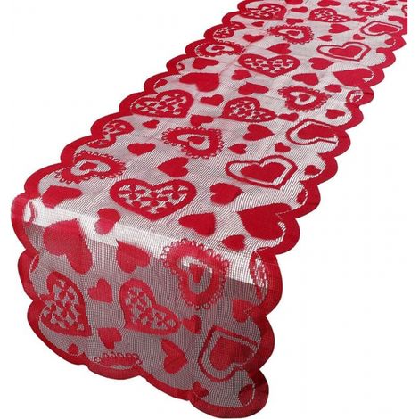 Camino de mesa para el día de San Valentín, mantel individual con forma de corazón, mantel individual rojo, mantel rectangular, decoración de mesa para el día de San Valentín, boda, cumpleaños (1/5)