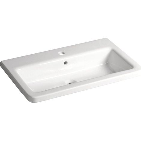 Sapho City - Lavabo 80x45 cm, avec trop-plein, trou pour robinet, blanc KE080 (1/4)