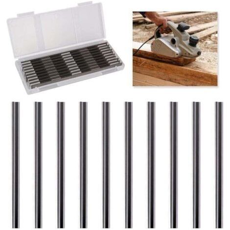 10 Pièces Lame Rabot Electrique, XU, Lame Rabot 82mm, Adaptables à Makita, Bosch, Hitachi, Black & Decker, DeWalt, Trend Elu, Idéales pour Menuiserie et Bricolage（82 x 5.5 x 1.2mm） -
