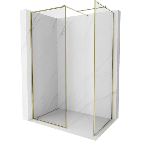 Paroi de douche Mexen Kioto-XF Walk-in avec cadre 130 x 100 cm, transparent 10 mm, or - 800-130-202-04-50-100-XF (1/5)