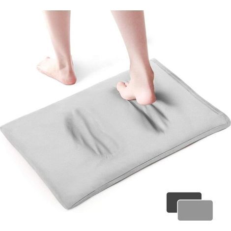 Diatomaceous Earth Bath Mat, Non-Slip Absorbent Bath Mat, Quick-Drying Soft Floor Shower Mats, 50 x 35cm, Gray- (1/5)