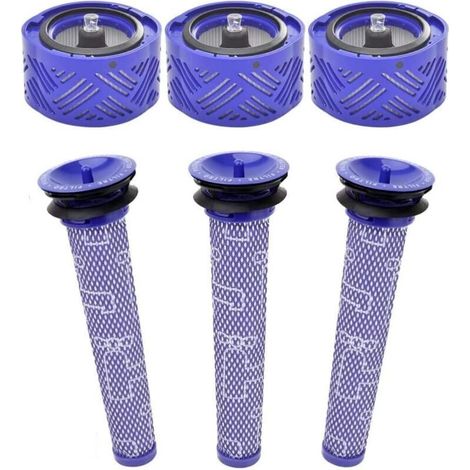 Pack of 6 HEPA filters for vacuum cleaners Dyson V6 DC58 DC59 DC62 DC72 DC74 SV03 SV04 SV05 SV06 SV07 SV08 SV09 Absolute Animal Motorhead, part numbers 965661-01 and 966741-01 (1/4)