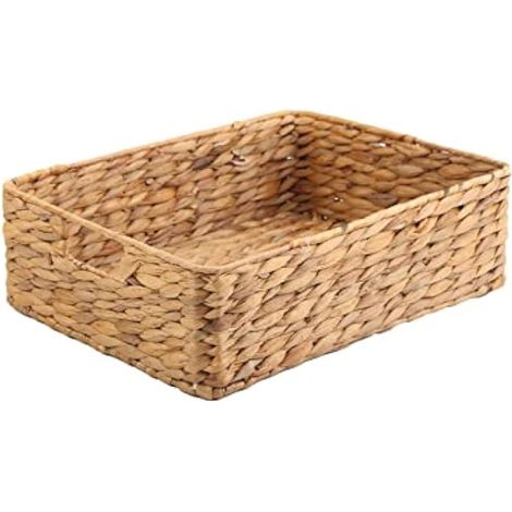 YAHUAN Panier de rangement en jacinthe d'eau, tissé à la main, 39 x 30 x 12 cm, marron (1/5)