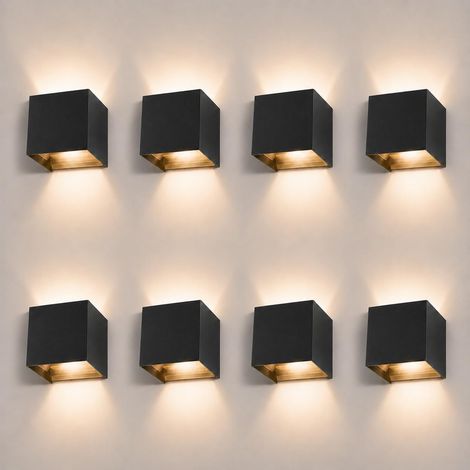 Pack de 8, Lampe Murale LED Extérieure 10 W 3000 K IP69 Angle Réglable,noir (1/5)