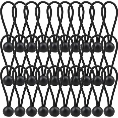 30er-Pack Bungee-Seile, 140 mm Planenspanner, elastische Kordel für Planen, Pavillons, Camping, Zelte, Verlängerungsgurt – Schwarz