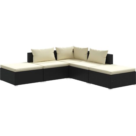 Maison Exclusive - 5-tlg. Garten-Lounge-Set mit Kissen Poly Ratta