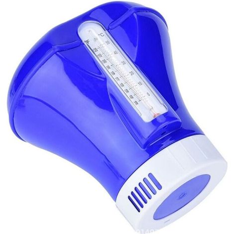 Distributeur flottant de pastilles de chlore pour piscines, accessoires de piscine avec thermomètre (1/4)