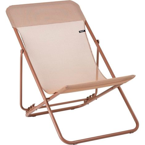 Transat Jardin Pliable - Chilienne Multi-positions : Largeur 58 Cm - Maxi Transat - Batyline® Iso - Orange Canyon - Lafuma Mobilier