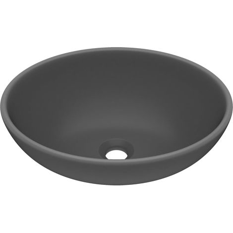 Lavabo di lusso a vasca ovale 40x33 cm in ceramica grigio scuro opaco 020002670