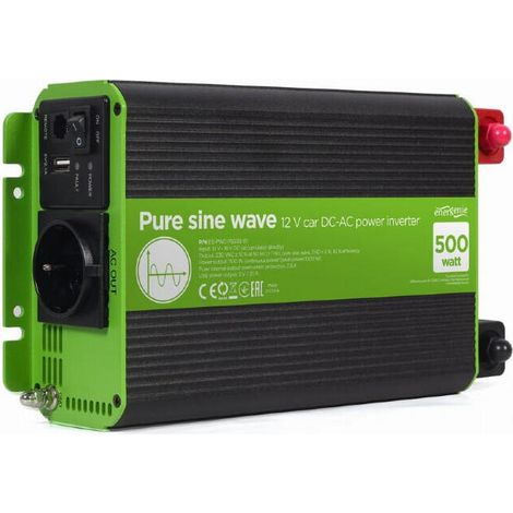 GEMBIRD INVERSOR CORRIENTE DC-AC COCHE DE ONDA SINUSOIDAL PURA DE 12 V 500 W (1/4)